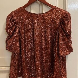 Anthropologie Copper Sequin Blouse